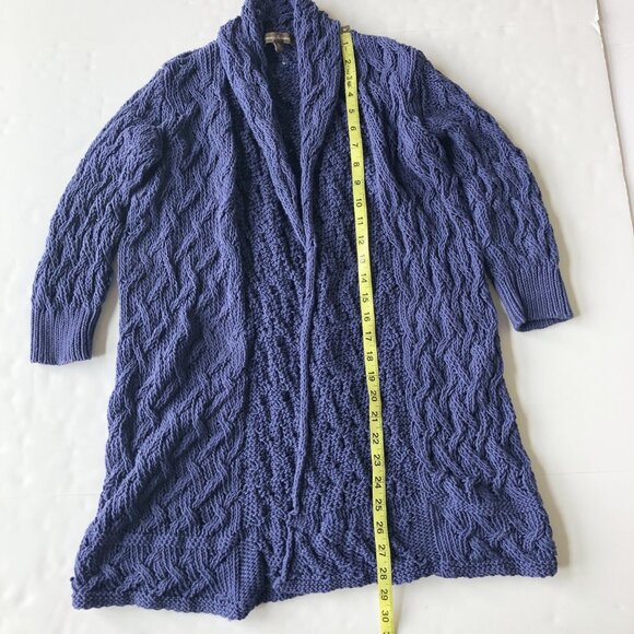 TOMMY BAHAMA Blue Open Front Cable Knit Cardigan Sweater BeachWomens Small - Picture 7 of 9